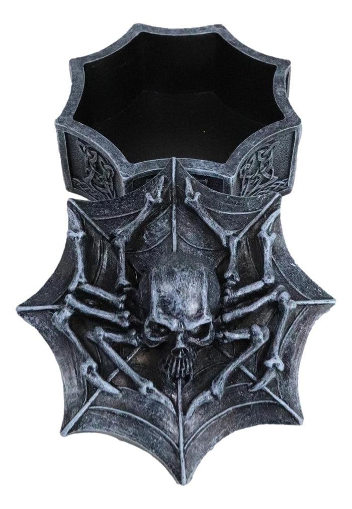 Ebros Gift Arachnid Spider Skull On Cobweb With Celtic Knotwork Rune Symbols Decorative Box