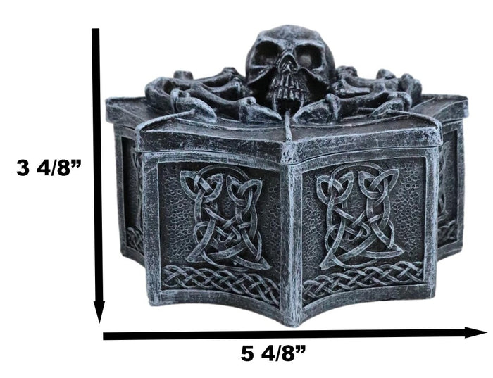 Ebros Gift Arachnid Spider Skull On Cobweb With Celtic Knotwork Rune Symbols Decorative Box