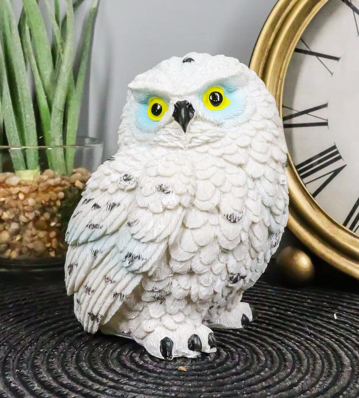 ebros gift Arctic Ghostlike White Snow Owl Chick Cute Figurine Mini Collectible Sculpture