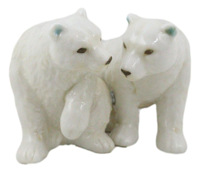 Ebros Gift Arctic North Pole Polar Bears Couple Side By Side Ceramic Salt Pepper Shaker Set