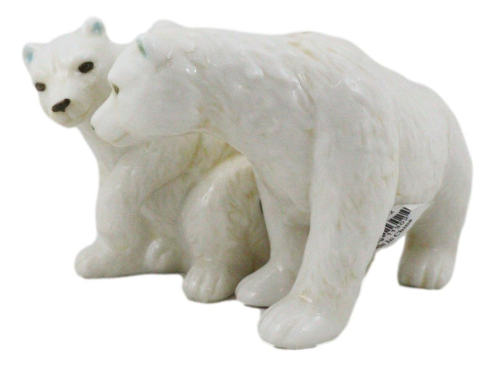 Ebros Gift Arctic North Pole Polar Bears Couple Side By Side Ceramic Salt Pepper Shaker Set