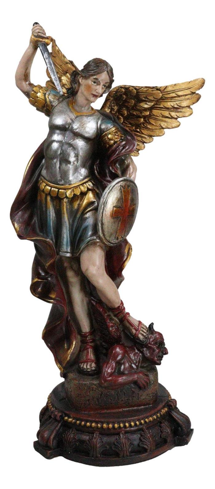 ebros gift Armageddon War Archangel Saint Michael With Sword Trampling On Satan Figurine