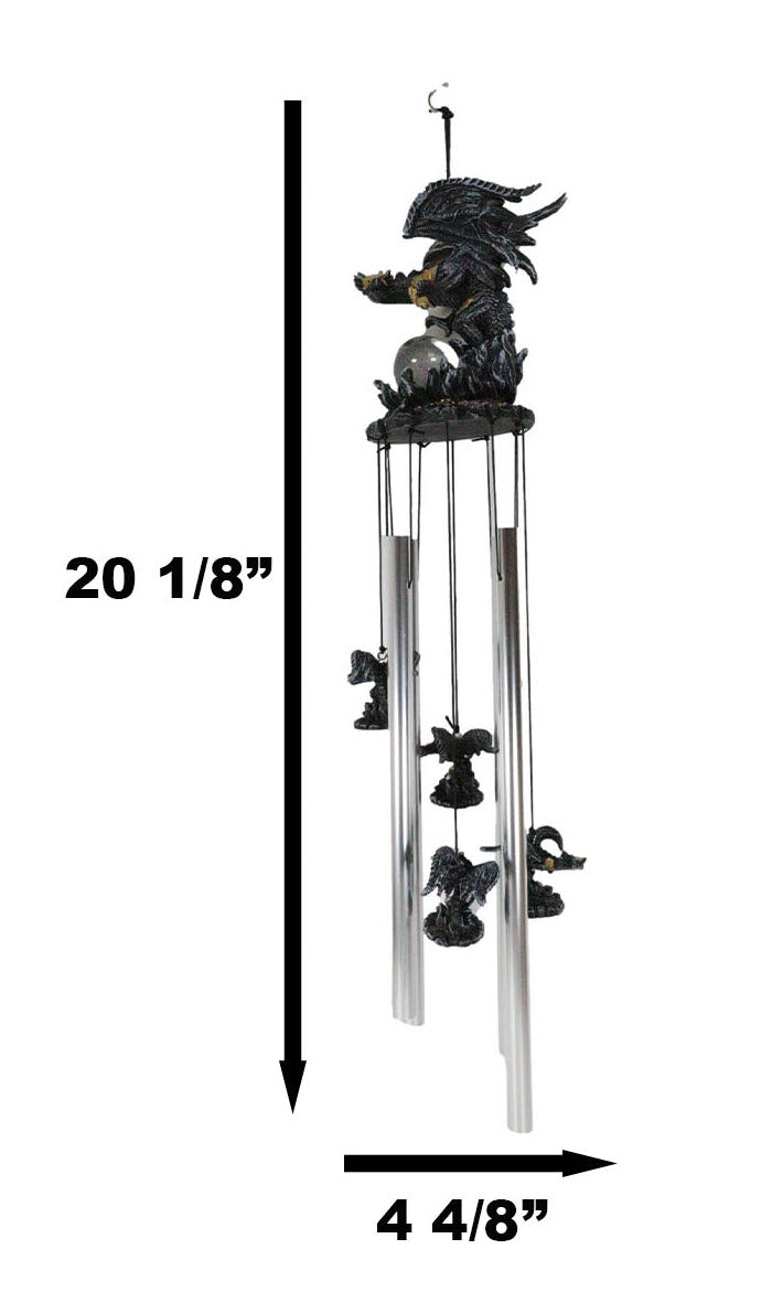 Ebros Gift Armored Battle Dragon Crystal Sphere Resonant Relaxing Wind Chime Garden Patio