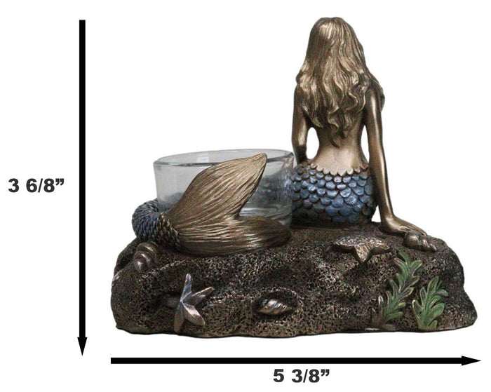 Ebros Gift Art Nouveau Ocean Marine Siren Mermaid By Sea Stars Shells Votive Candle Holder
