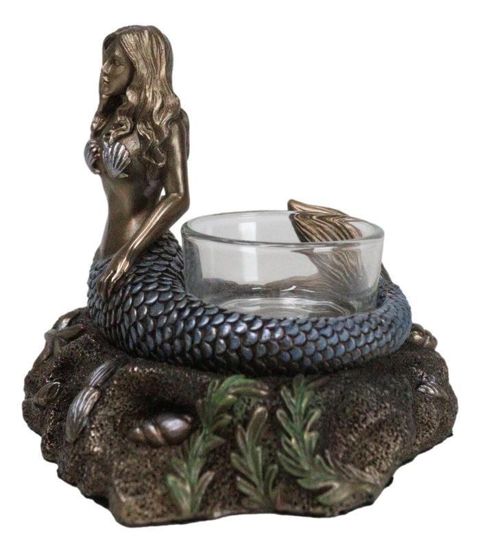 Ebros Gift Art Nouveau Ocean Marine Siren Mermaid By Sea Stars Shells Votive Candle Holder