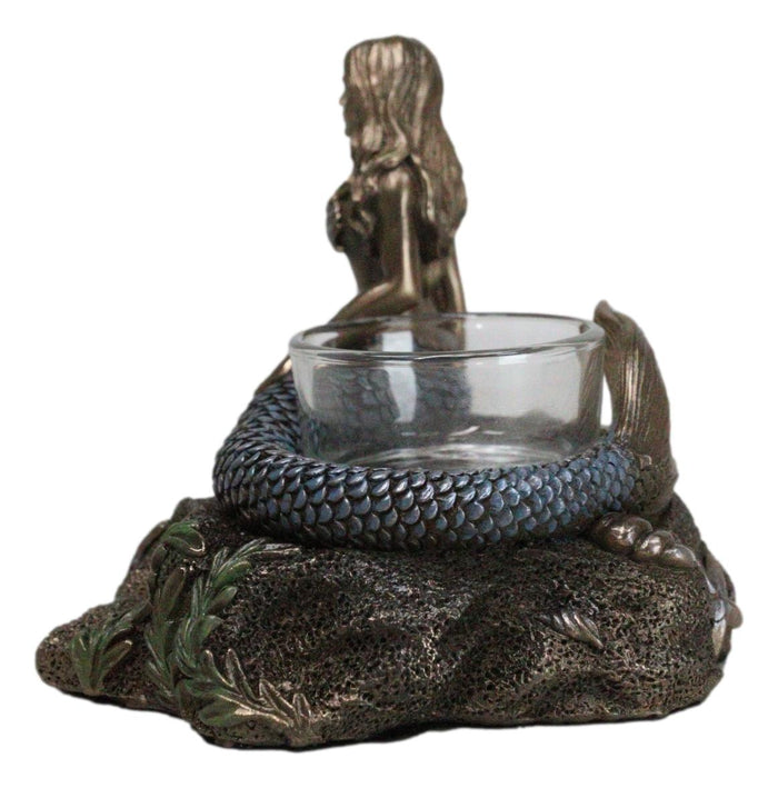 Ebros Gift Art Nouveau Ocean Marine Siren Mermaid By Sea Stars Shells Votive Candle Holder