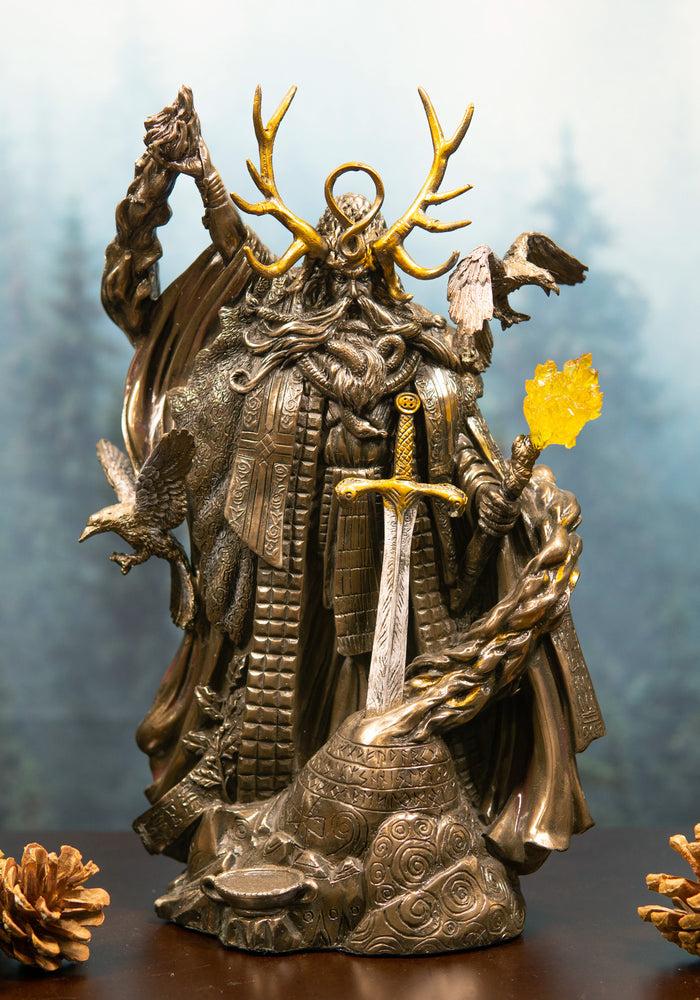 ebros gift Arthurian Legend Wizard Merlin With Excalibur Sword Statue Magic Fire Prophet