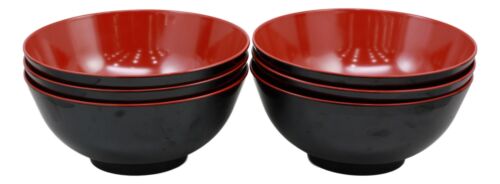 Ebros Gift Asian Red Black Melamine Ramen Udon Pho Gourmet Soup Bowls Pack Of 6 Set 52oz