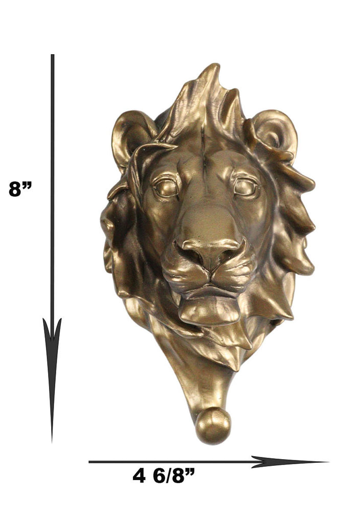 Ebros Gift Aslan Lion Bust Wall Hook Hanger Safari Trophy Wall Mount Plaque Figurine 8"H