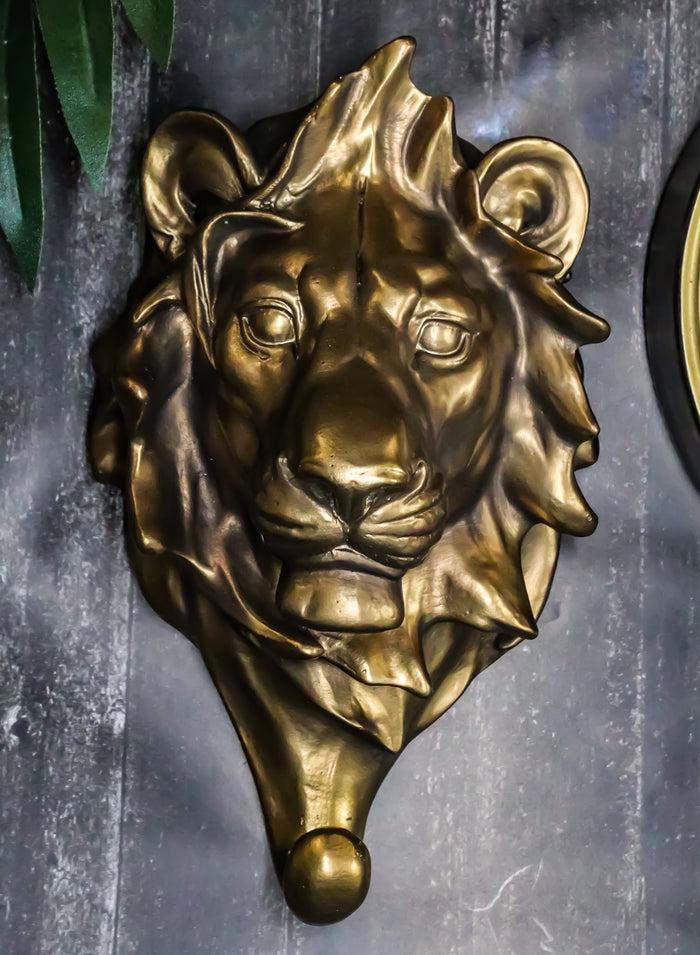 ebros gift Aslan Lion Bust Wall Hook Hanger Safari Trophy Wall Mount Plaque Figurine 8"H