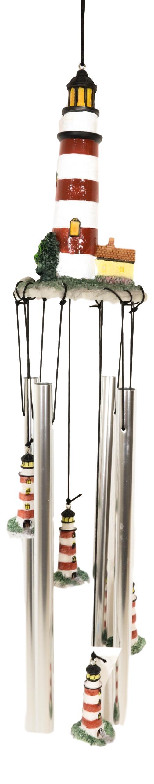 Ebros Gift Assateague Islands Lighthouse Nautical Beacon Resonant Relaxing Wind Chime Patio