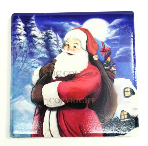 Ebros Gift Assorted Christmas Jolly Season Santa Snowman Festive Coaster Set Of 4 With Cork