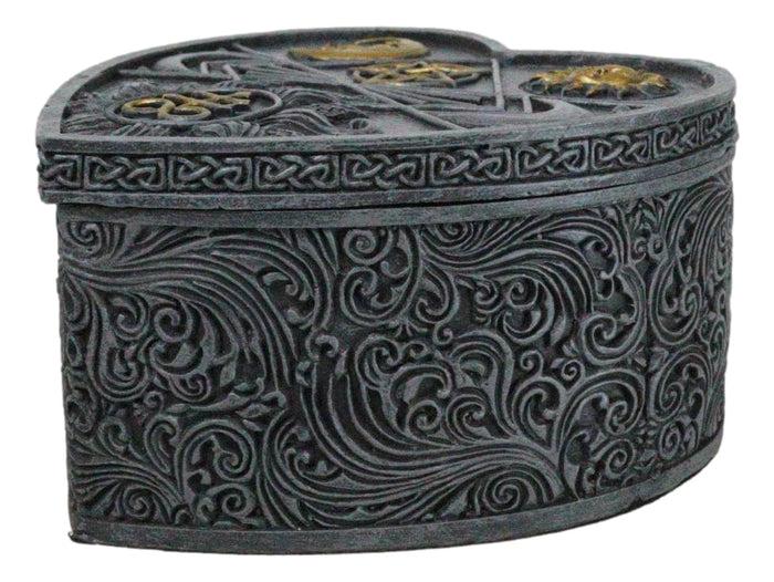 Ebros Gift Astrology Sun And Moon Baphomet Pentagram Heart Shaped Decorative Jewelry Box