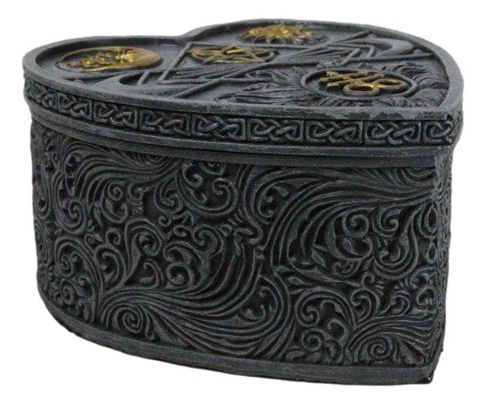 Ebros Gift Astrology Sun And Moon Baphomet Pentagram Heart Shaped Decorative Jewelry Box