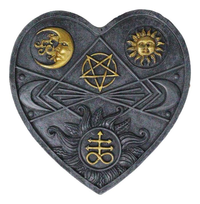 Ebros Gift Astrology Sun And Moon Baphomet Pentagram Heart Shaped Decorative Jewelry Box