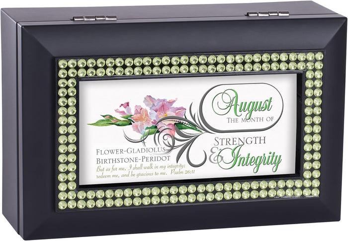 Ebros Gift August Month Peridot Birthstone Strength And Integrity Black Musical Trinket Box