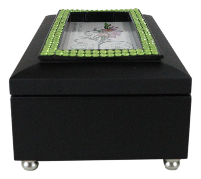 Ebros Gift August Month Peridot Birthstone Strength And Integrity Black Musical Trinket Box