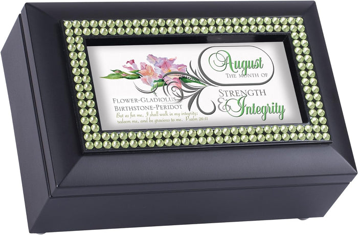 ebros gift August Month Peridot Birthstone Strength And Integrity Black Musical Trinket Box