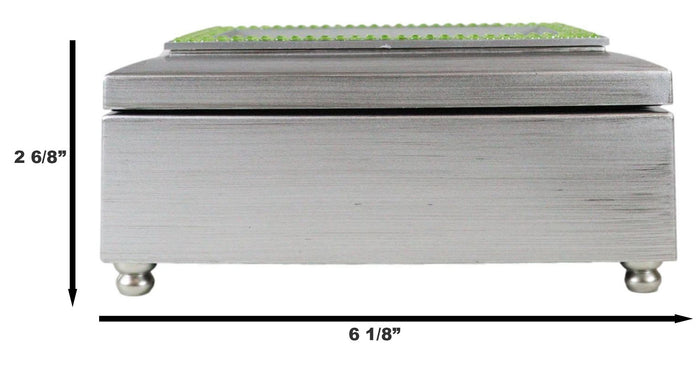 Ebros Gift August Peridot Strength Integrity Birthstones Silver Tone Musical Trinket Box