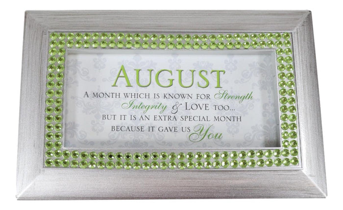 Ebros Gift August Peridot Strength Integrity Birthstones Silver Tone Musical Trinket Box