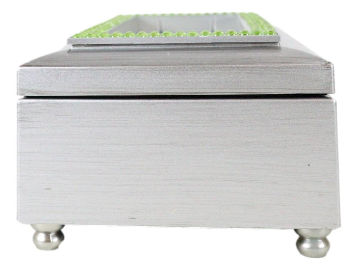 Ebros Gift August Peridot Strength Integrity Birthstones Silver Tone Musical Trinket Box