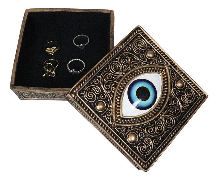 Ebros Gift Auspicious Evil Eye Of Providence With Sacred Symbols Square Decorative Box