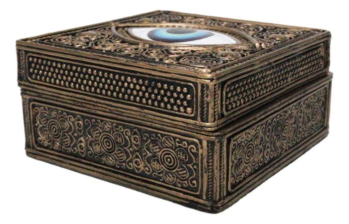Ebros Gift Auspicious Evil Eye Of Providence With Sacred Symbols Square Decorative Box