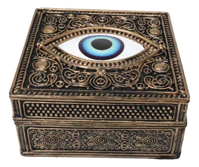 ebros gift Auspicious Evil Eye Of Providence With Sacred Symbols Square Decorative Box