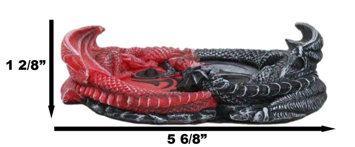 Ebros Gift Auspicious Infinity Red And Black Unity Dragons Decorative Incense Burner Holder