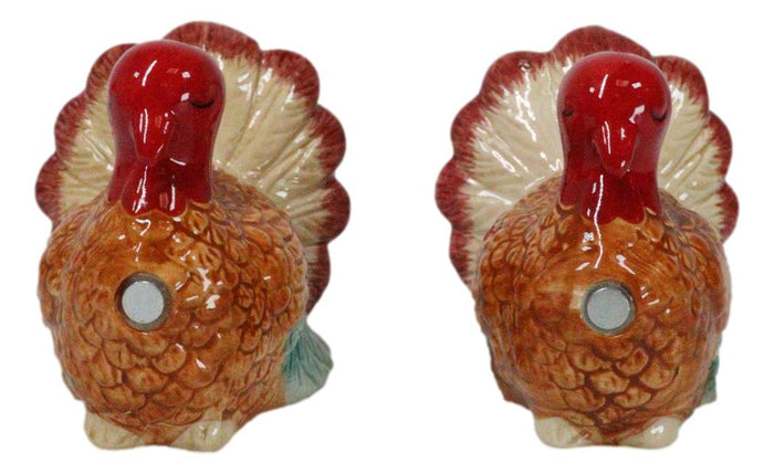 Ebros Gift Autumn Festive Thanksgiving Dinner Turkey Hens Ceramic Salt And Pepper Shakers