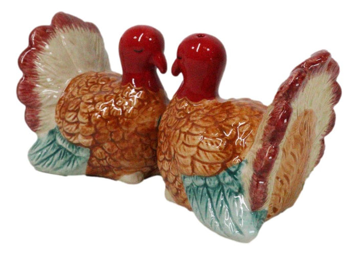 Ebros Gift Autumn Festive Thanksgiving Dinner Turkey Hens Ceramic Salt And Pepper Shakers
