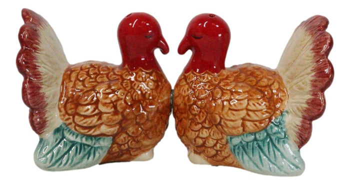 ebros gift Autumn Festive Thanksgiving Dinner Turkey Hens Ceramic Salt And Pepper Shakers