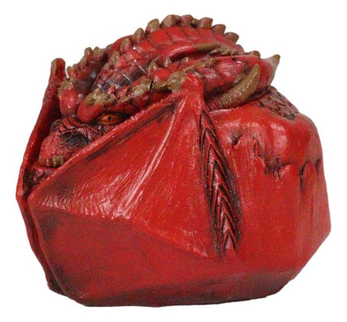 Ebros Gift Awaken The Dragon Hibernating Red Drake Small Stash Decorative Box Figurine