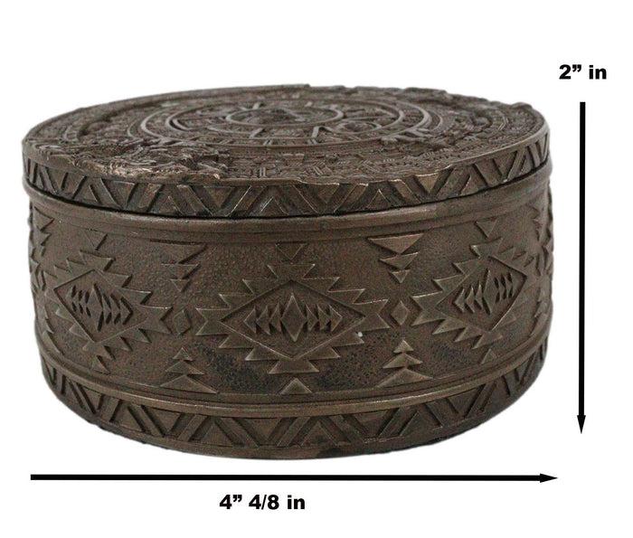 Ebros Gift Aztec Maya Solar Sun Calendar Mesoamerican Medallion Jewelry Box Figurine