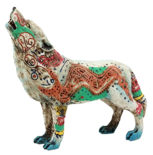 Ebros Gift Aztec Nahuatl Anaconda Native Tribal Howling Wolf Totem Spirit Figurine 6.25"L