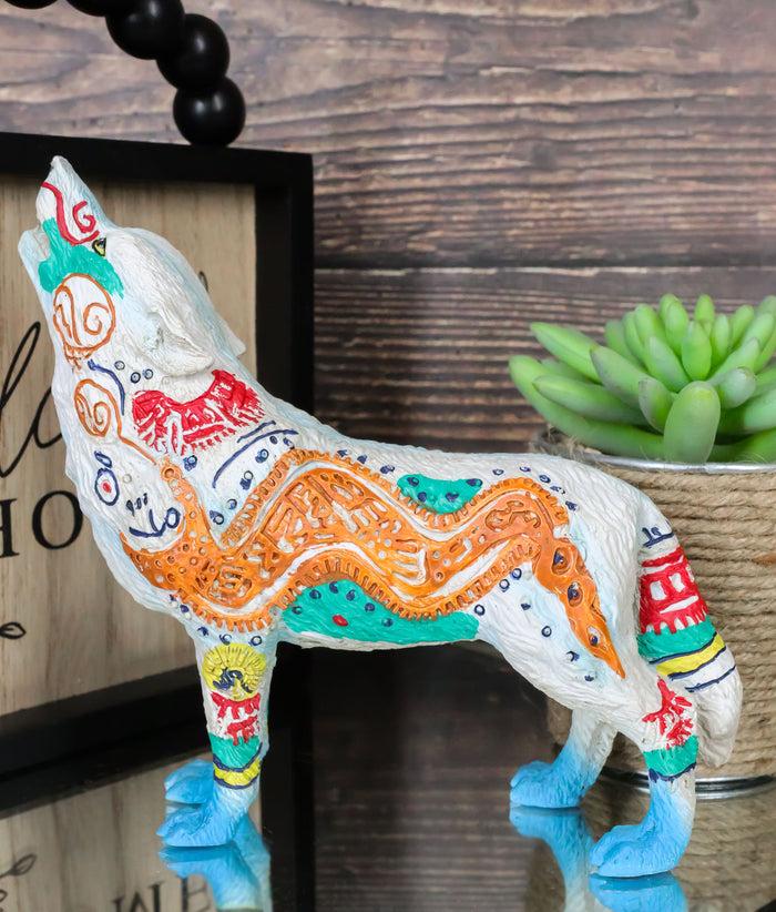 ebros gift Aztec Nahuatl Anaconda Native Tribal Howling Wolf Totem Spirit Figurine 6.25"L