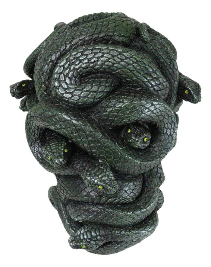Ebros Gift Aztec Quetzalcoatl Green Slithering Snake Serpents Cranium Skull Figurine
