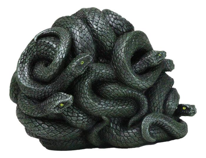 Ebros Gift Aztec Quetzalcoatl Green Slithering Snake Serpents Cranium Skull Figurine
