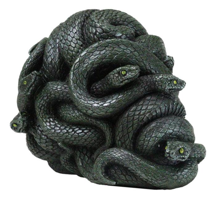 Ebros Gift Aztec Quetzalcoatl Green Slithering Snake Serpents Cranium Skull Figurine