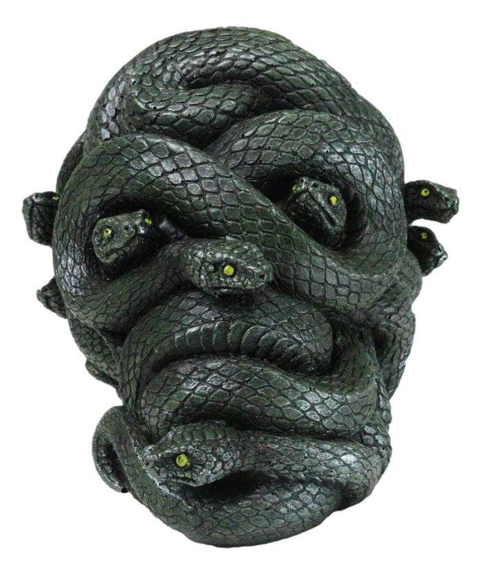 ebros gift Aztec Quetzalcoatl Green Slithering Snake Serpents Cranium Skull Figurine