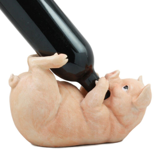 Ebros Gift Babe Farm Pink Pig Wine Holder Decor Statue Whimsical Practical Pig Wine Caddy