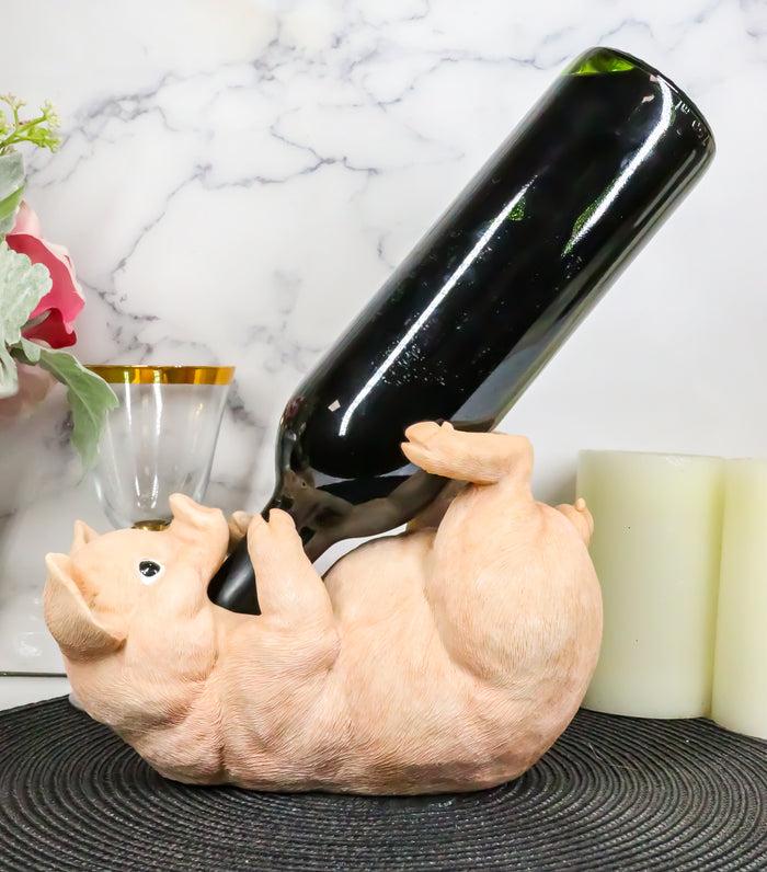 ebros gift Babe Farm Pink Pig Wine Holder Decor Statue Whimsical Practical Pig Wine Caddy