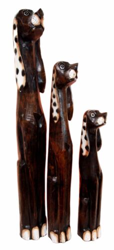 Ebros Gift Balinese Wood Handicraft 3 Feet Large Polkadot Ears Canine Hound Dog Set