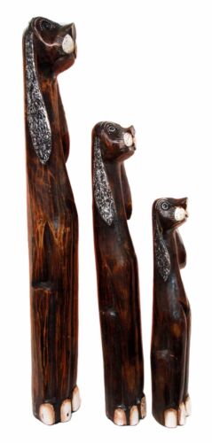Ebros Gift Balinese Wood Handicraft 3 Feet Large Silvered Ears Canine Hound Dog Set Statue