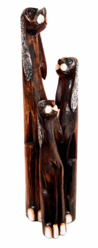 Ebros Gift Balinese Wood Handicraft 3 Feet Large Silvered Ears Canine Hound Dog Set Statue