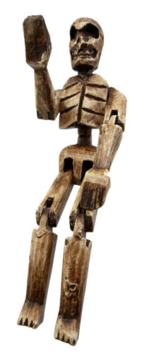 Ebros Gift Balinese Wood Handicraft Day Of The Dead Wayang SKeleton Puppet Toy Figurine