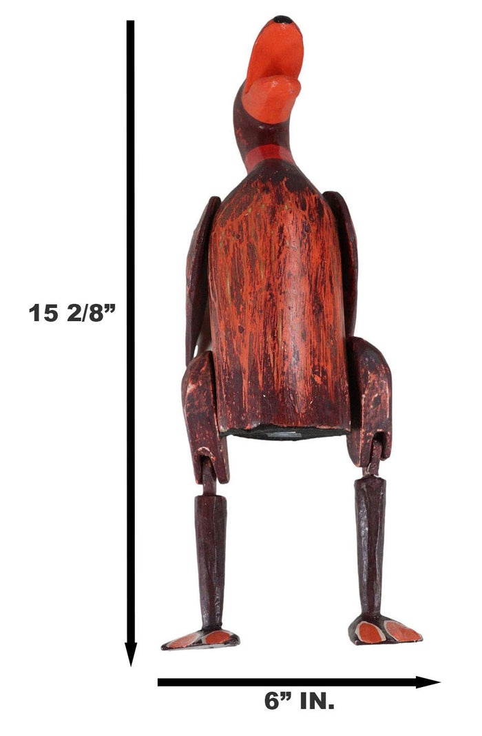 Ebros Gift Balinese Wood Handicrafts "Bebek Wayang" Red River Duck Puppet Toy Figurine 15"H