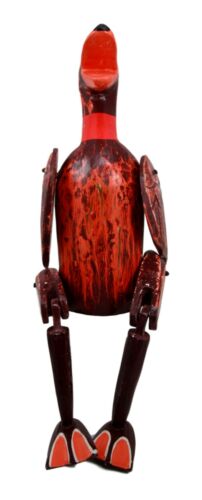 Ebros Gift Balinese Wood Handicrafts "Bebek Wayang" Red River Duck Puppet Toy Figurine 15"H
