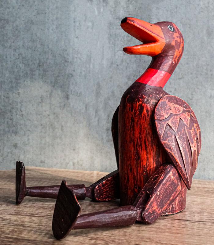 ebros gift Balinese Wood Handicrafts "Bebek Wayang" Red River Duck Puppet Toy Figurine 15"H
