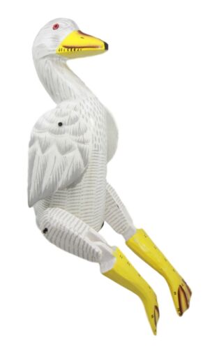 Ebros Gift Balinese Wood Handicrafts "Bebek Wayang" White Duck Puppet Toy Figurine 14"H